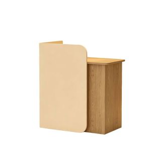 Comptoir de réception moderne en bois avec panneau de séparation incurvé pour bureau, hôtel, centre commercial, supermarché - Product Image 1