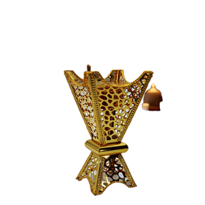 Nouveautés 2025 – Décoration Arabe Ramadan – Élégante Plaque Métallique Dorée pour Bakhoor – Encens Naturel Parfumé au Bois de Santal et Vétiver - Product Image 1