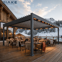 Système de pergola à lames orientables en aluminium chauffé, clé en main, pour station de ski, terrasse de montagne, restaurant, espace de restauration et salon