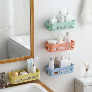 Wall Mounted Bathroom Storage Rack Suction Cup Rectangular Multipurpose Durable For Bathroom Shelves - Product Image 1