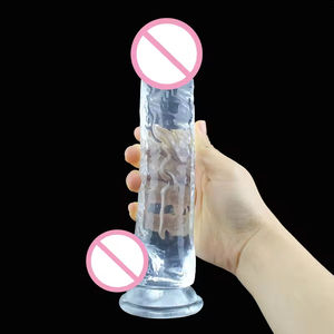 Vente en gros : Dildo en gelée de cristal pour masturbation féminine, Dildo réaliste avec ventouse, Plug anal transparent, Produit sexuel - Product Image 5