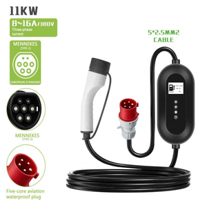 Pistola de Carga para Vehículos Eléctricos de Nivel 2, 16A, Trifásica, 11KW, Estándar Europeo, Conector Tipo 2 IEC60309, Enchufe Industrial Rojo para Vehículos Eléctricos de la UE - Product Image 1