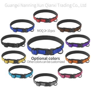Collier pour chien Pug en nylon épais bleu foncé, personnalisable avec logo OEM, sangle en nylon épaisse, boucle en métal, réglable, polyester, vente en gros - Product Image 3