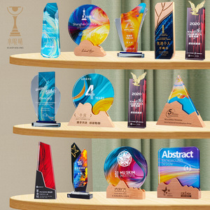 Trophée en cristal Ding Ai personnalisé en forme de pouce, récompense pour réunion annuelle, étoile à cinq branches en résine et métal, cadeau d'affaires créatif - Product Image 1