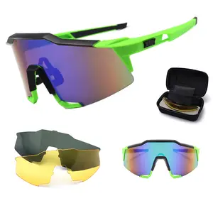 XSY lunettes de soleil polarisantes Lunettes de cyclisme pour homme Ensemble extérieur 3 pièces coupe-vent 8119