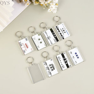 QYS Double Sided <b>Blank</b> Picture Acrylic Keychain Personalised Photo Key Fob Holder with Split <b>Ring</b> for Insert Photo - Product Image 4