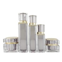Flacons de sérum et de crème pour le visage en acrylique de luxe avec pompe pulvérisatrice, flacon de parfum carré en acrylique haut de gamme et flacon de lotion