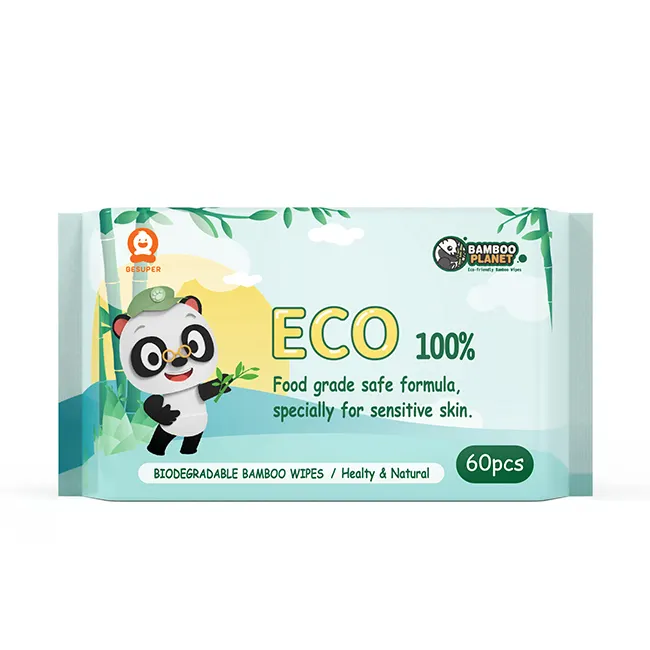 BESUPER 100% Tisu Basah Bayi, Kain Bambu Alami Mudah Terurai/Tisu Organik Bayi/Kemasan Tunggal