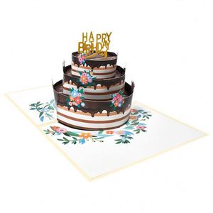 Carte 3D Pop-Up Ronde Faite à la Main pour Anniversaire, Motif Gâteau et Bonbons – Offre Spéciale - Product Image 2