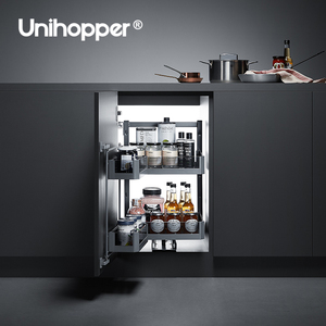 ชั้นวางของในครัวแบบ 2 ชั้น ยี่ห้อ Unihopper รุ่น <span class=keywords><strong>PHANTOM</strong></span> พร้อมระบบปิดแบบนุ่มนวล ชั้นวางของแบบหมุนได้พร้อมตะกร้าแบบดึงออกได้ - Product Image 4