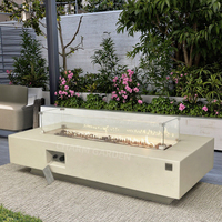 Calcaire Jaune Comme Rectangle Meubles Arrière-Cour Patio Cheminée Propane Gaz Ciment Feu Table