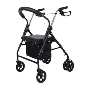 Rollatador dobrável para caminhada adulto, 4 rodas, auxiliar para caminhada com assento, suprimentos para cuidados de saúde, rollator