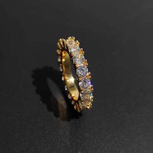 Single-Row Tennis Diamond <b>Ring</b> Micro Pave Bling CZ Stone <b>Iced</b> Out Hop Gold <b>Ring</b> for Men and Women - Product Image 1
