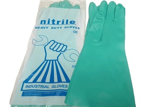 Wieder verwendbare chemikalien beständige Handschuhe aus grünem Nitril kautschuk latex - Product Image 3