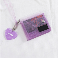 Tas Gantung Lipat PVC Transparan Gaya Korea Dompet Glitter Jelas Dompet Tempat Kartu ID Perempuan