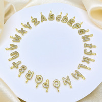 Zircon pavé bulle initiale breloque or anglais Alphabets pendentif lettres A-Z breloques grosse lettre collier