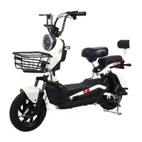 Vélo électrique domestique pour trajets courts, sièges double confort, panier de rangement avant, cadre stable, courses urbaines, 350W