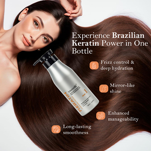 Tratamiento de Queratina Brasileña de Lujo Sin Formol 3X Fortalecimiento Capilar Bótox de Queratina Brillo de Salón para Cabello <span class=keywords><strong>Grueso</strong></span> y Rizado - Product Image 4