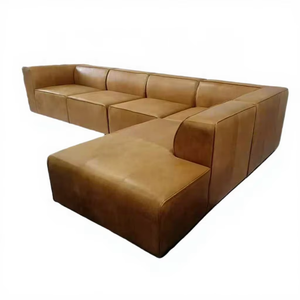 Sofá seccional personalizado de cuero vintage en forma de L con chaise lounge en la mano derecha e izquierda, sofá esquinero de cuero marrón antiguo - Product Image 5