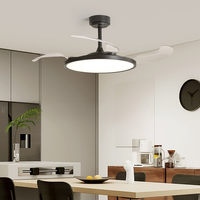 Ventilateur de plafond LED invisible en fer, design moderne, télécommande, 3 vitesses, intensité réglable pour chambre à coucher, salon et salle à manger