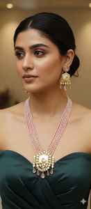 Conjunto de collar y pendientes Polki premium, joyería de moda para bodas, producto hecho a mano al por mayor. - Product Image 2