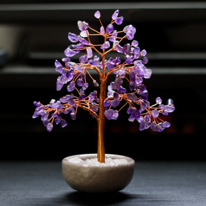 Crystal Tree Yellow Citrine Wire <b>Wrapped</b> Miniature Home Office Desk Decoration Ornament - Product Image 2