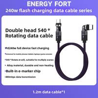 540 °   Kabel Putar Tipe-C Pengisian Cepat Kabel Data Dual Head 180 °   Kompatibel untuk Semua Earphone Ponsel dan Smart Watch