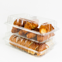 Boîte à gâteaux transparente en plastique pâtisserie française boîte d'emballage personnalisée pâtisserie RPET clair Rectangle conteneur à pâtisserie à charnière avec couvercle en dôme