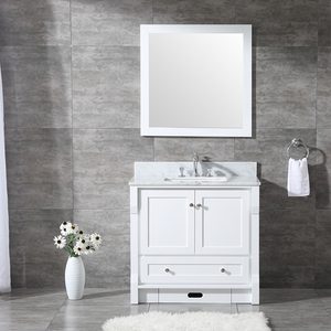 Modern White Wooden Freestanding Industrial Design Water Resistant Bathroom Vanity Ceramic Wash Basin Cabinet Framed <b>Mirror</b> for - Product Image 1
