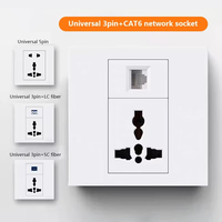 Prise murale universelle 3 broches 10A avec ports réseau Cat6/USB Type-C/fibre optique, 1 prise, norme britannique, prise électrique intelligente
