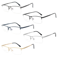 Monturas Ópticas de Titanio para Hombre de Diseño, Media Montura con Forma de Diamante, Venta al por Mayor, Gafas Metálicas para Negocios