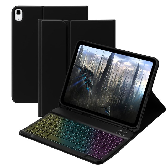 New Design Colorful Backlit Keyboard Magnetic Adsorption Keyboard Case PU Leather Case Set for iPad 12.9"/13 Pro/13 Air