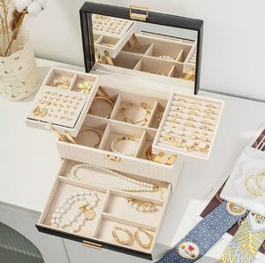 High Quality Multifunctional Jewelry Storage <b>Box</b> for Rings Necklaces Bracelets <b>Earrings</b> Cortex Material Made in China - Product Image 1