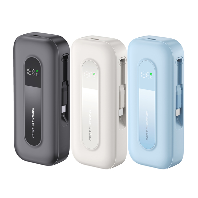 Top Sell Retractable Data Cable Power Bank Mini Portable Power Bank PD22.5W Fast Charging 10000mah 20000mah Power Bank