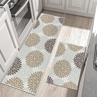 Ensemble de tapis de cuisine floraux, tapis de bain, tapis de couloir avec couloir antidérapant, imperméable, 2 pièces, PVC, personnalisé, moderne