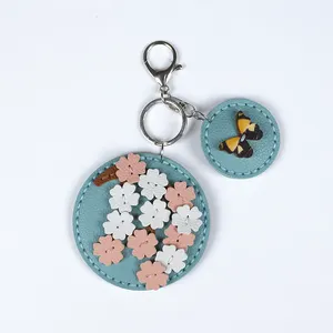 DIY Key Holder Creative Handmade Sewing Diy Keychain Kit Fashion Leather Key Chain Holder With Mirror