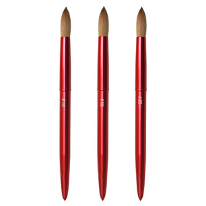 Pinceau à ongles en poils de Kolinsky 100 % pur, manche métallique rouge, virole sertie, pour poudre et sculpture, usage professionnel en salon, vente en gros - Product Image 1