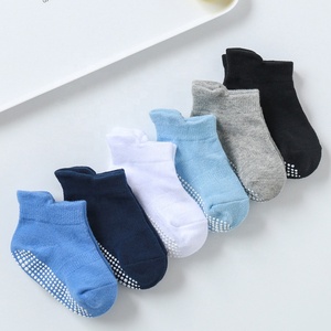 도매 남여 공용 신생아 양말 그립 아기 유아 어린이 미끄럼 방지 유기농 면 발목 승무원 양말 세트 - Product Image 1