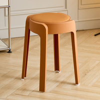 Tabouret en plastique moderne en gros, style nordique simple, pour table à manger domestique, banc empilable extra épais, durable et rembourré doux