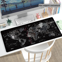 Alfombrilla de Ratón para Juegos Personalizada, Antideslizante, de Goma Natural, Resistente al Agua, Extragrande, con Mapa del Mundo Negro
