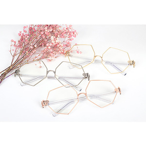 Maidis Hexagonal Eyeglasses Frames Gold Pearl Nose Pads Women Fashionable Full Frame Glasses - Product Image 4