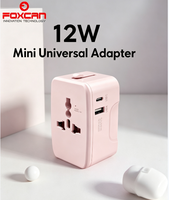Adaptador de Viaje Universal Mini FOXCAN (USB-C/USB-A) PD 12W, Cargador de Pared Todo en Uno para Portátil