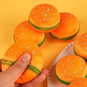 ของเล่นบีบสควิชชี่รูปอาหารยอดนิยม เบอร์เกอร์ แฮมเบอร์เกอร์ ของเล่นบีบสควิชชี่เนื้อนุ่ม ของเล่นบีบสควิชชี่รูปขนมปังกรุบกรอบ ของเล่นบีบสควิชชี่รูปเกี๊ยวซ่าเนยชีส ของเล่นบีบสควิชชี่แบบฟิดเจ็ต - Product Image 2