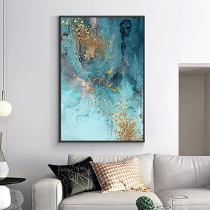 Peintures à l'huile 100% peintes à la main sur toile, Ciel bleu avec oies sauvages dorées - Product Image 4