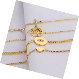 Tree Of Life Heart Toggle Clasp Stretchy Gold Plated Stainless Steel Charm Multicolor Evel Evil Eye Diamond Alibaba Bracelet