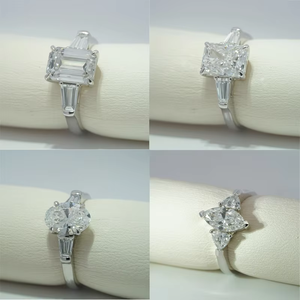 Bague de fiançailles Starsgem Diamante Luxury Fancy Shape à trois pierres en diamant de laboratoire plaqué or blanc 10 carats, bague tendance en diamant - Product Image 3