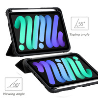Fabrication usine Transparent Transparent Pu Cuir Pliable Béquille Antichoc Tablette Couvre Cas pour Ipad Mini 6 Couverture 8.3 Pouces