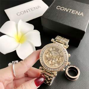 Montres de luxe pour femmes, personnalisées, en acier inoxydable argenté, avec breloques personnalisées, cristaux, étanches, avec bracelets. - Product Image 2