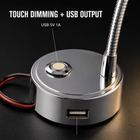 Lampe à col de cygne flexible 12v LED RV intérieur Dimmable lampe de lecture de chevet lampe Auto lumière intérieure avec USB