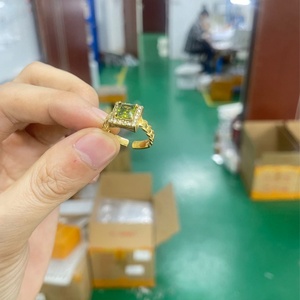 Tarnish Free Stainless Steel <b>Open</b> Cuff Adjustable Cz <b>Ring</b> PVD Gold Plated square Zircon Wedding <b>Ring</b> for Women - Product Image 5